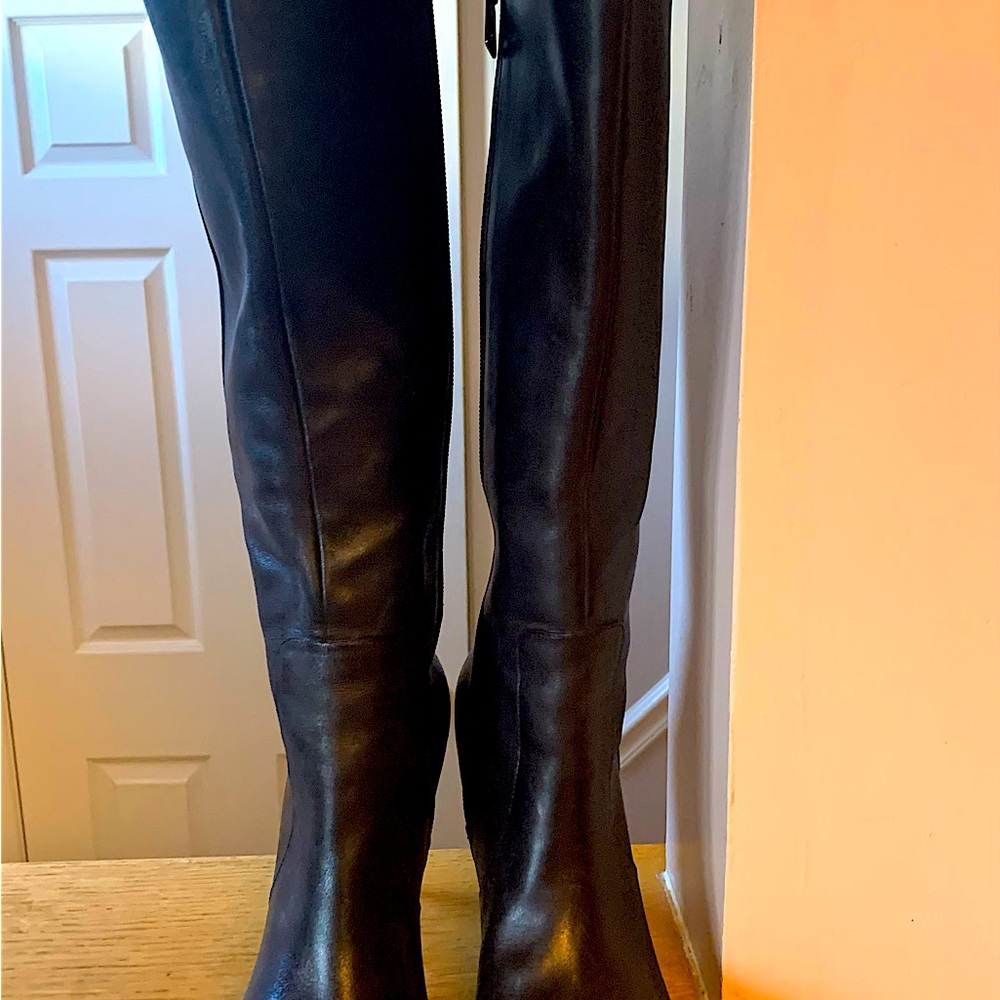 Talbots tall black leather boots.